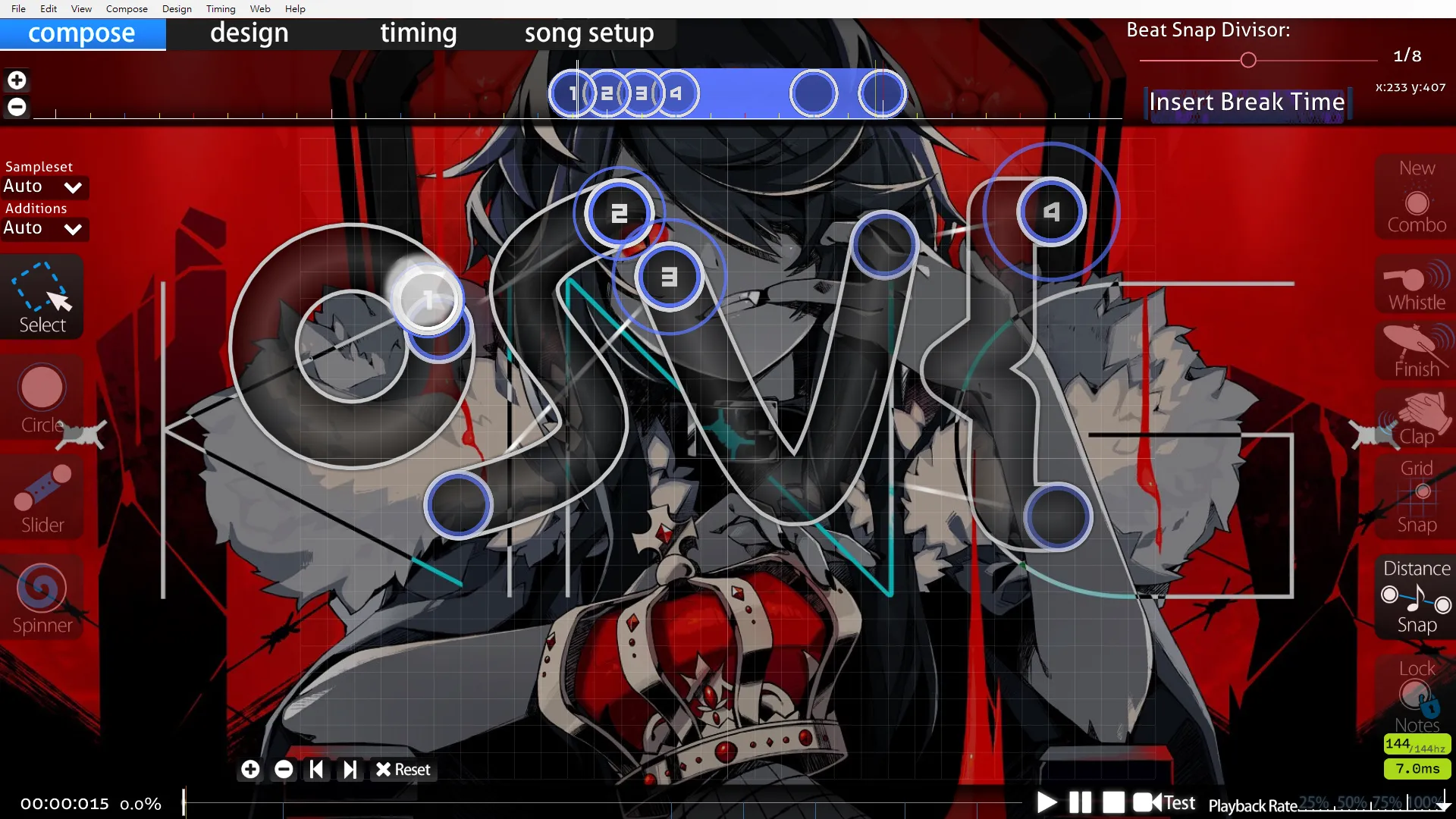 writing "osu{" in beapmap editor using slider