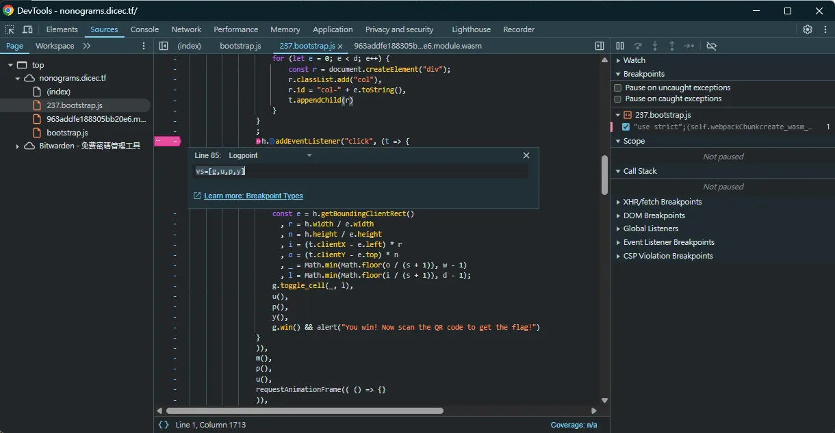 nonogram extract data devtool